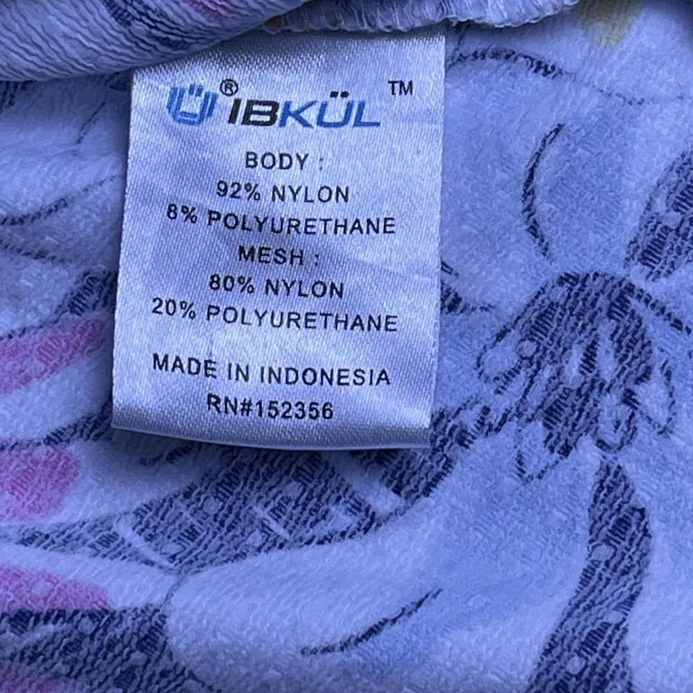 IBKUL Women's XL Blue Pink Orange Medeline Long Sleeve Mock Neck Floral - Picture 5 of 10